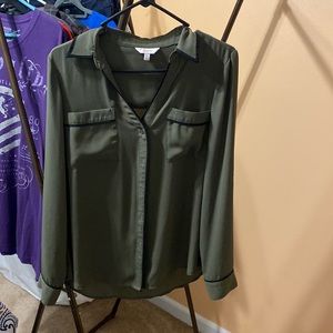Womens green button down blouse size large